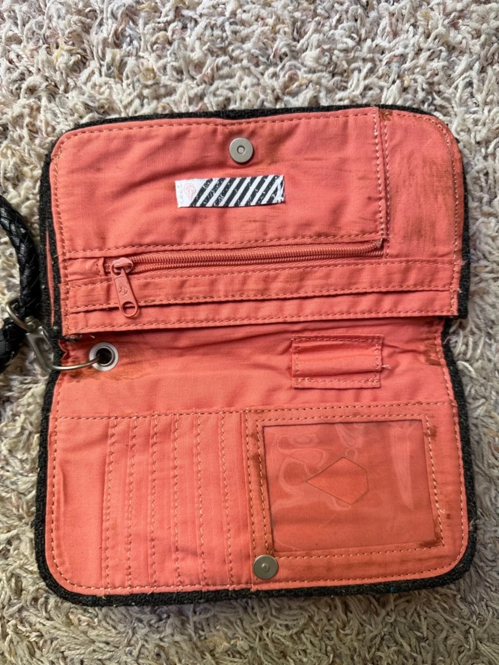 Volcom Black Speckled Wristlet with Pink Logo